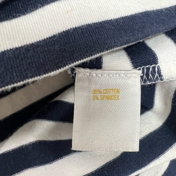 Kate Spade Mini Dress Ruffle Rosette Front Stripe Navy Blue Size Medium - Picture 9 of 12